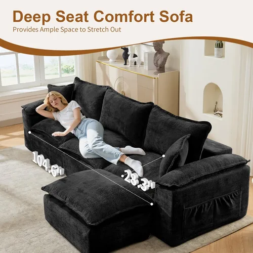 Vista 3 de Korser 108" Sectional Couches for Living Room, Modular Boneless Couch with Deep Seat & Fluffy Cushion, Cozy Double-Layer Cushioned Sofa with