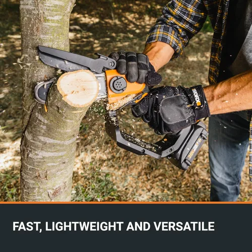 Vista 2 de WORX WG324.9 20V Power Share Sierra de poda inalámbrica de 5 pulgadas, solo herramienta, negro y naranja