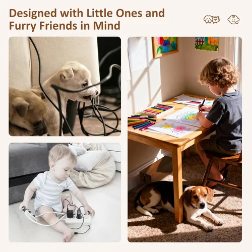 Vista 6 de Caja grande de gestión de cables de madera, caja organizadora de cables de regleta de alimentación, cables de TV para ocultar eléctricos, cables