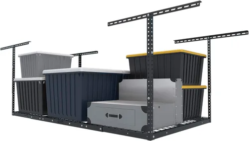 Vista 16 de FLEXIMOUNTS Estante de almacenamiento de techo de garaje de 3x8, sistema de organización de garaje ajustable, metal resistente, capacidad