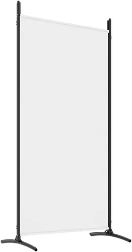 Vista 90 de vidaXL Divisor de habitación de 5 paneles en color blanco, ideal para dormitorio, sala de estar, apartamento de estudio, hecho de material de tela