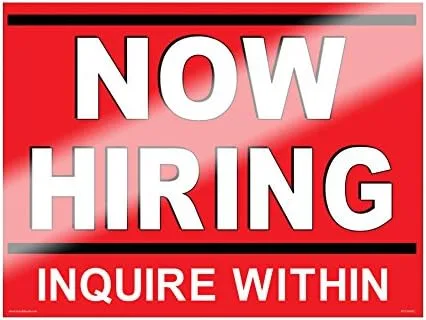 Vista 4 de NOW HIRING Inquire Within" - Adhesivo para ventana de 18 x 24 pulgadas, hacia adentro hacia afuera (10 unidades: 5 azules y 5 rojos)