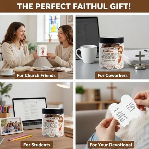 Vista 5 de Tarro de Jesús positivo: 60 tarjetas de apoyo emocional de Jesús con versículo de la Biblia y afirmación, aliento de las Escrituras