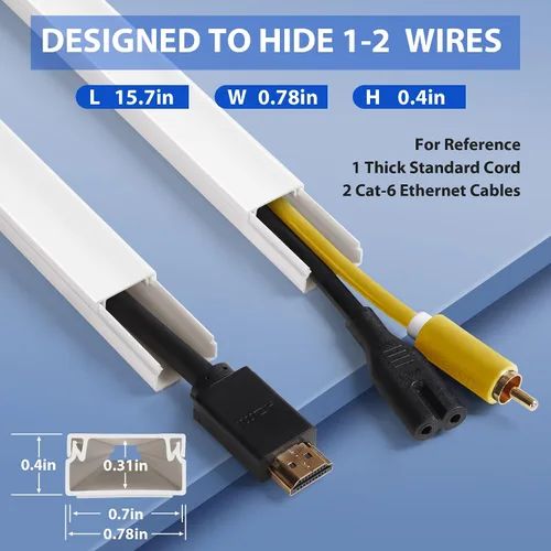 Vista 3 de Kit de Pared para Cubierta de Cable, Ocultador de Cables de TV para Cable de 1 Pulgada de Grosor, 157 Pulgadas de Cubiertas de Cable para Cables