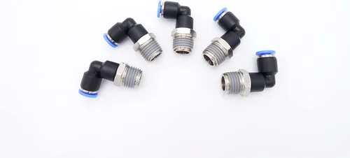 Vista 11 de Accesorio de Conexión por Empuje 1/2" Tubo OD x 1/2" Rosca Macho NPT, Codo Neumático Macho para Línea de Aire y Agua de 90 Grados con Giratorio