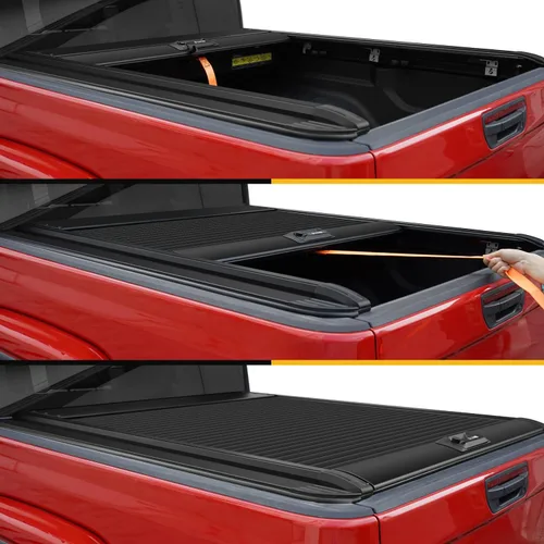 Vista 8 de ONINE Pull-Lock-Go Cubierta rígida retráctil para caja de camioneta con cierre de tracción, ajuste personalizado para Dodge Ram 1500 2019-2026