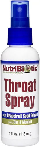 NutriBiotic Spray de garganta con GSE, 4 onzas líquidas | Apoyo suave y calmante para el dolor de garganta con extracto de semilla de pomelo, zinc y