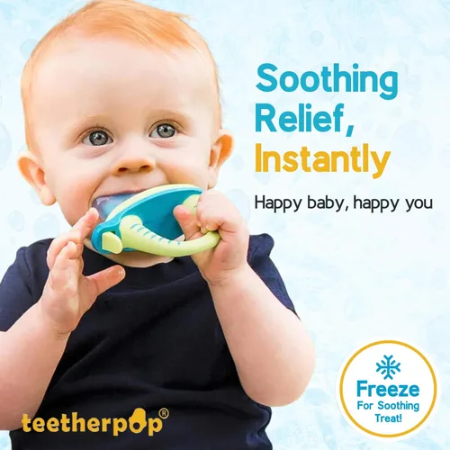Vista 2 de Teetherpop Mordedor de silicona rellenable para bebés – Moldes de paletas de leche materna para la dentición con ranuras antiderrame – Mordedores