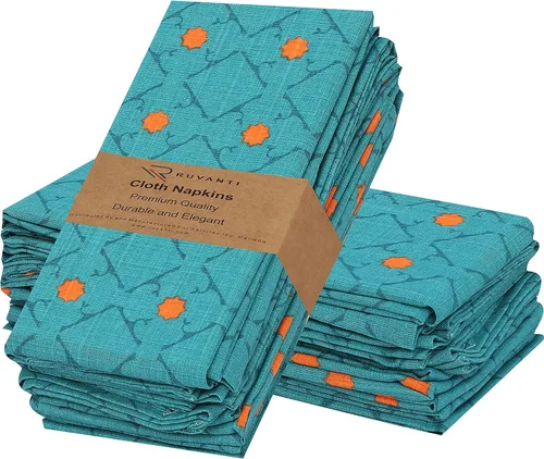 Vista 28 de Ruvanti Juego de 6 servilletas de tela, 18 x 18 pulgadas, 100% algodón, lavables, suaves y absorbentes, perfectas para bodas, Navidad, cenas