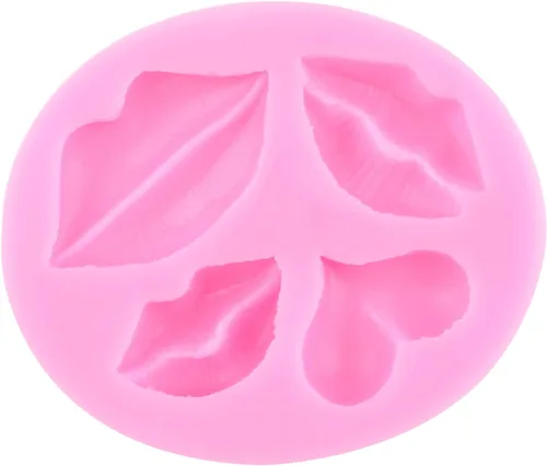 Vista 8 de Mujiang Moldes de silicona para tartas de fondant para el día de San Valentín, labios, corazón, letra de amor, candado, molde de caramelo