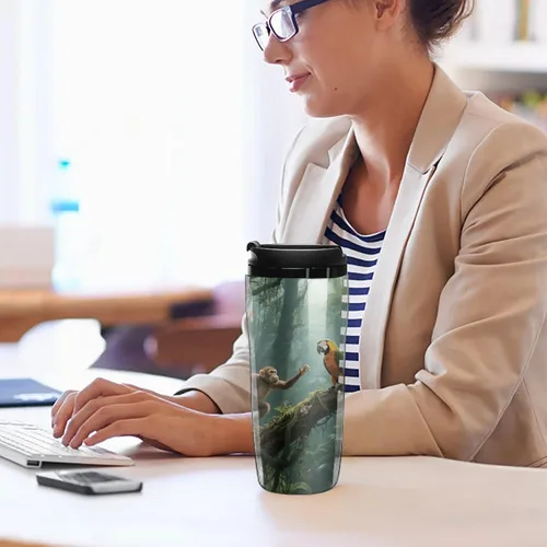 Vista 7 de Mysterious Tropical Rainforest Insulated Travel Tumbler Reusable Leakproof Coffee Cup with Lid Double Wall Spill Proof Plastic Coffee Mug for