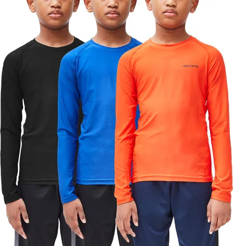 DEVOPS Paquete de 2 o 3 camisetas de compresión de manga larga para niños y jóvenes