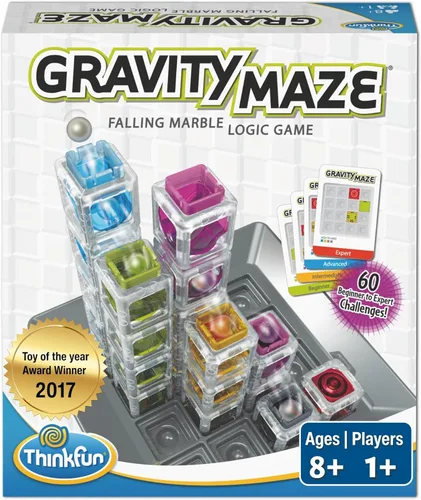 ThinkFun Gravity Maze - Juego de lógica con mármoles que caen - Juguete STEM desafiante para niños de 8 a 12 años - Laberinto de mármoles por