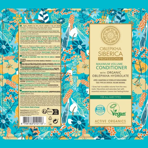 Vista 8 de Natura Siberica Acondicionador Oblepikha Volumen Máximo para Todo Tipo de Cabello, 13.5 fl oz