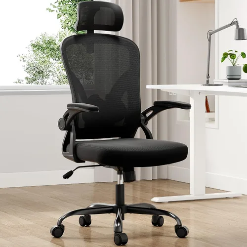 Comfy Office Chair Desk Chairs for Computer Game Adults Gaming, High Back Ergonomic Swivel Chair with Adjustable Lumbar Support and Headrest,Black