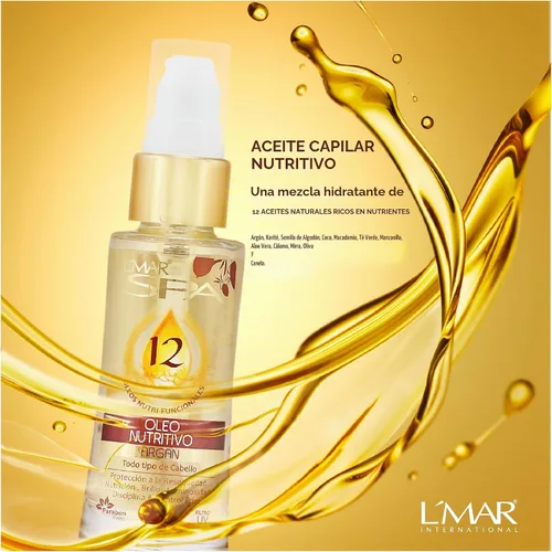 Vista 2 de L'MAR Tratamiento nutritivo para el cabello con aceite de argán con 12 aceites naturales Elixir para un cabello más suave y saludable, contiene