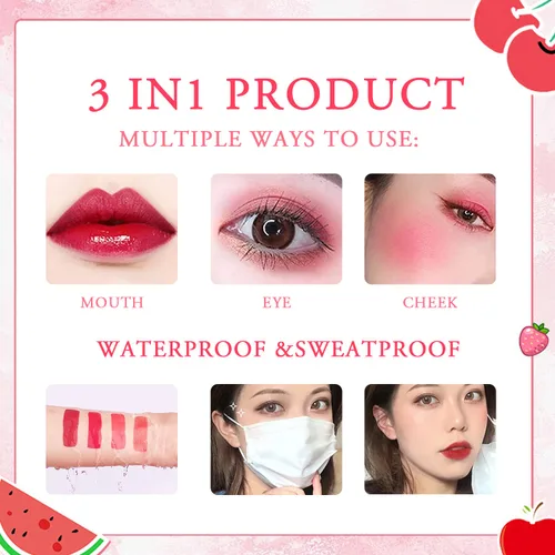 Vista 9 de Juego de 4 colores de tinte de labios, tinte labial acuoso, mini lápiz labial líquido mate, tinte labial de larga duración, impermeable, brillo