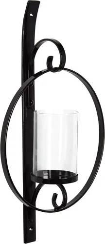 Kate and Laurel Doria - Candelabro de pared de metal, color negro
