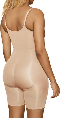 Vista 3 de SHAPERX Faja moldeadora para mujer, body con control de abdomen, pantalones cortos moldeadores de cuerpo a la mitad del muslo para un aspecto Beige
