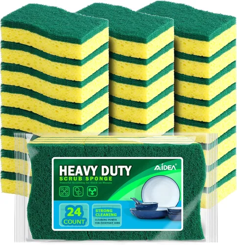 Vista 24 de AIDEA Esponjas antiarañazos, 6 unidades, esponja natural para utensilios de cocina antiadherentes, esponjas de cocina, esponja de celulosa