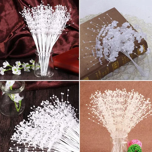 Vista 7 de Ramo de perlas de novia con cuentas de 50 piezas para decoración de fiesta (marfil)