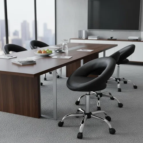 Vista 6 de DUHOME Taburete de trabajo WY-171XF Crescent Silla giratoria ajustable con ruedas (negro)