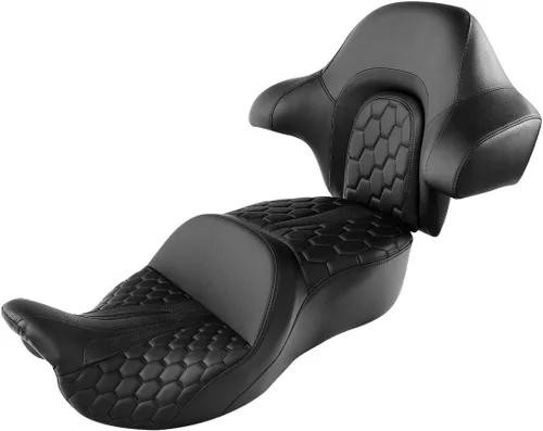 Vista 13 de Asiento de pasajero de una pieza de dos piezas para Harley Touring Road King Street Glide Road Glide 2009-2023 Electra Glide Tri Glide Ultra Classic