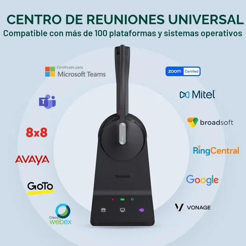 Vista 7 de Yealink WH64 DECT & Bluetooth Auriculares inalámbricos mono auriculares de trabajo de largo alcance de 606 pies, micrófono con cancelación de ruido