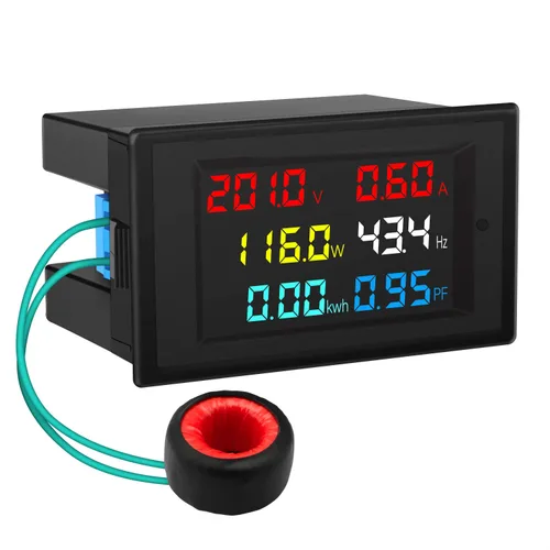 DROK AC Meter, AC 80-300V 100A Voltage Current Power Factor Frequency Electric Energy Monitor Ammeter Voltmeter Multimeter Tester 110V 220V Digital