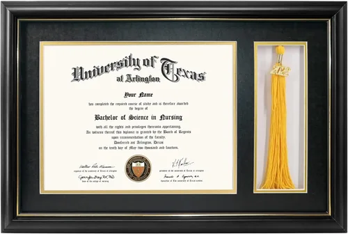 Vista 23 de GraduationMall Marco de diploma de caoba de 11 x 17 pulgadas con soporte de borla para documentos de certificado de 8.5 x 11, vidrio real, paspartú