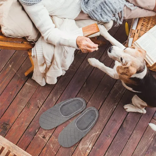 Vista 6 de Dearfoams - Pantuflas informales de felpa acolchada Leslie para mujeres - Azul