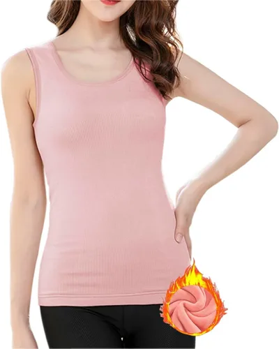 Vista 12 de Ropa interior de algodón con forro polar térmico para mujer, camiseta sin mangas, chaleco de capa base cálida