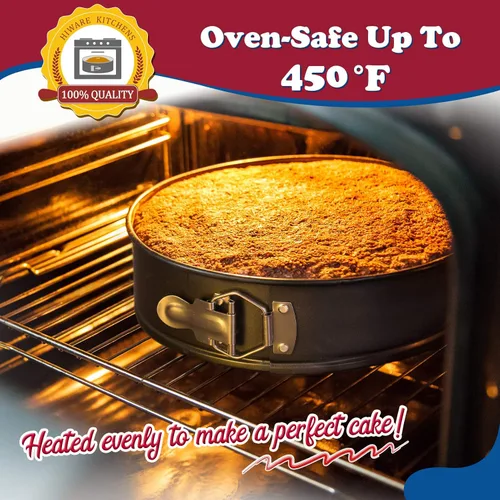 Vista 3 de HIWARE Molde para Cheesecake Antiadherente de 9 Pulgadas Molde Desmontable con Fondo Extraíble/A Prueba de Fugas - Negro