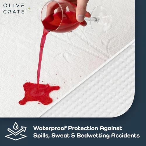 Vista 3 de Olive + Crate Protector de colchón de bambú 100% viscosa, funda de colchón de bambú de enfriamiento eco-consciente, protección hipoalergénica