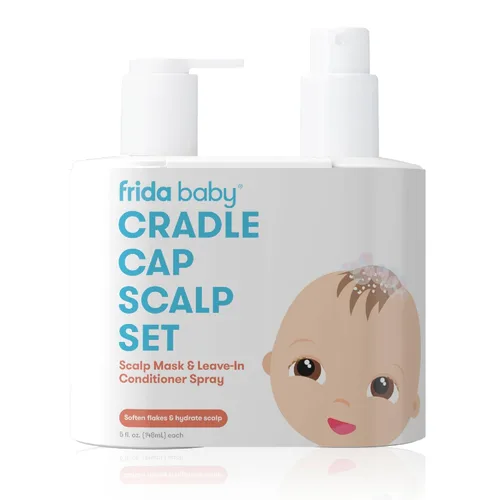 Vista 7 de Frida Baby El Sistema de Costra Láctea de 3 Pasos, DermaFrida The FlakeFixer, Esponja, Cepillo, Peine y Soporte de Almacenamiento para Bebés