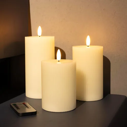 Vista 13 de ANGELLOONG Velas sin llama con control remoto para decoración de mesa, velas falsas parpadeantes que funcionan con pilas, velas de batería