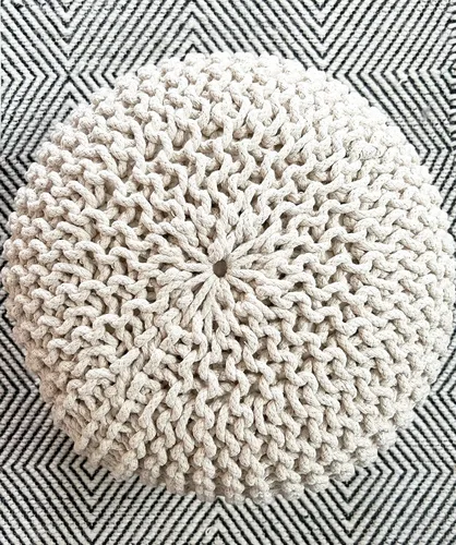 Vista 56 de FRELISH DECOR - Puf redondo otomano tejido a mano, 100% algodón, puf de punto, silla de suelo para sala de estar, reposapiés de dormitorio para sofá