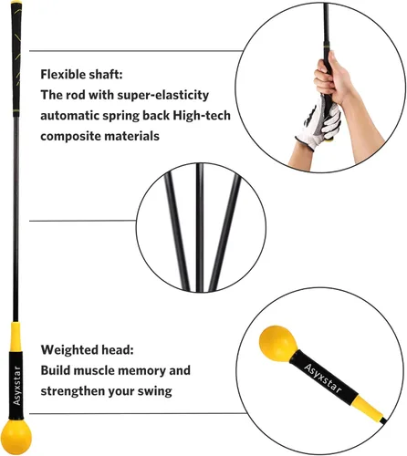 Vista 4 de Asyxstar Golf Swing Trainer Aid - Power Flex Golf Swing Training aid for Strength and Tempo Golf Warm Up Stick