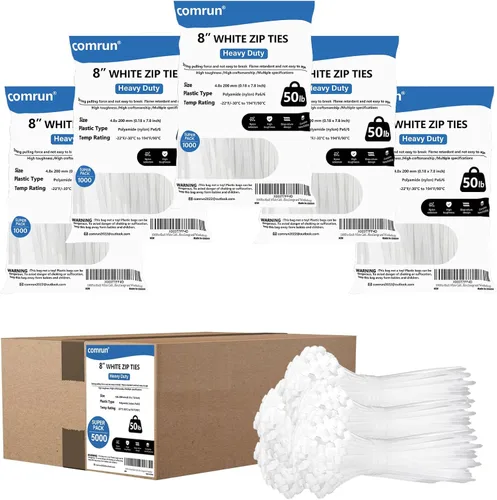 Vista 20 de Bridas de plástico blancas de 4 pulgadas, bridas de nailon, 100