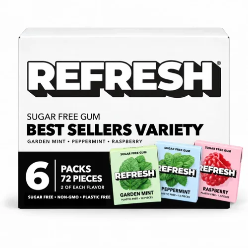 Refresh Gum más vendidos, goma de mascar de xilitol natural sin azúcar