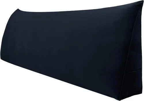 Vista 14 de WOWMAX Almohada de cuña para cabecera de cama de día, con funda extraíble, terciopelo negro, tamaño matrimonial