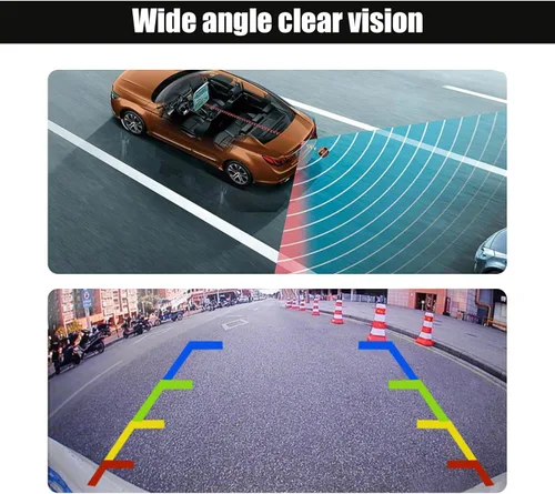 Vista 6 de Miytsya 1 PC Cámara de respaldo para auto, 130° de súper ángulo amplio y vista trasera/frontal universal, cámara metálica universal, lentes