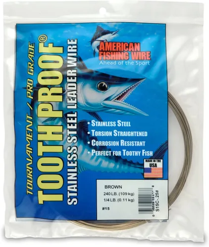 Vista 58 de AFW Alambre Líder Duro de Una Hebra de Acero Inoxidable a Prueba de Dientes - Brillante y Camuflaje para Tiburón, Barracuda, Caballa Real, Wahoo