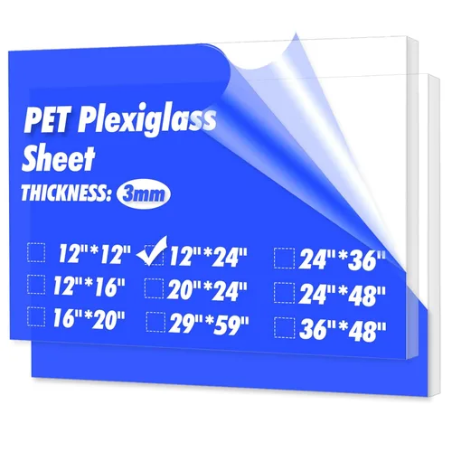 Vista 10 de Art3d (2 Pack) Hojas de plexiglás de 1/8" de grosor - Hojas de PET transparentes de 36" x 24" para diseño de arte, proyectos de manualidades