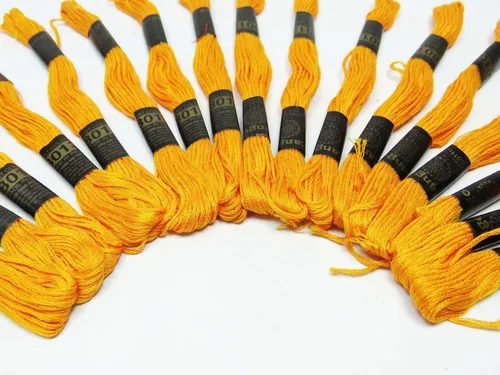 Vista 4 de 25 piezas de hilo de algodón amarillo costura madeja bordado cruz costura