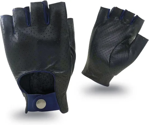 Vista 7 de ZLUXURQ Guantes de conducción de piel sin dedos suave y transpirable para hombre, piel de cordero prémium