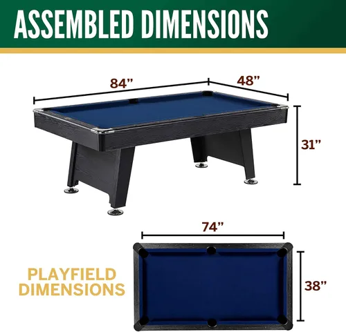 Vista 7 de Mesa de Billar Thornton de 7 Pies, Diseño Moderno de Bolsillo con Juego de Bolas de Billar y Taco, Perfecto para Salas