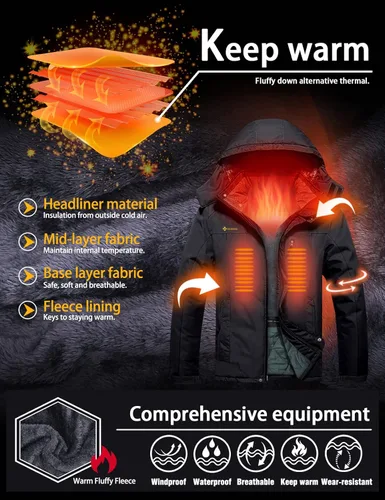 Vista 5 de GEMYSE Men's Mountain Waterproof Ski Snow Jacket Winter Windproof Rain Jacket