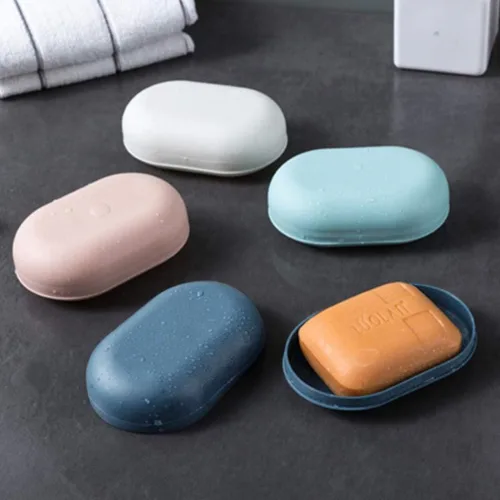 Vista 3 de Jabonera Soporte para jabón de fácil limpieza, bandeja de jabón para ducha, baño, cocina, para baño, campamento (azul)