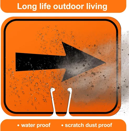 Vista 6 de Geetery 6 letreros de desviación naranja con flecha de tráfico, cono de carretera, direccional superior izquierda, derecha, flechas rectas